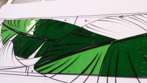 Stained Glass hand painted lines detail